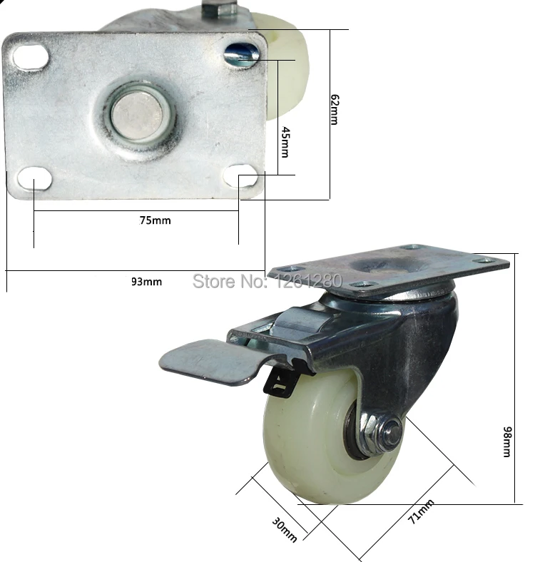3 дюймовые колесные детали универсальные беззвучные промышленные маленькие