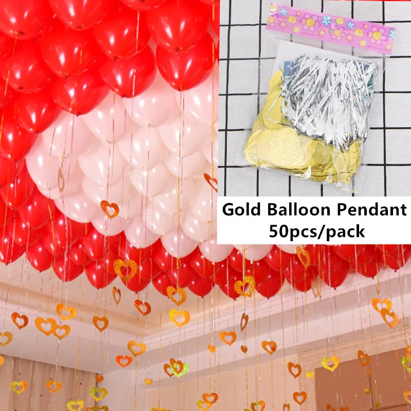 50pcs Pendant gold Стойка для воздушных шаров, свадебные украшения, принадлежности для воздушных шаров, цепь для дня рождения, декор для детей и взрослых, держатель для шариков, шар для дня рождения - Цвет: 50pcs Pendant gold