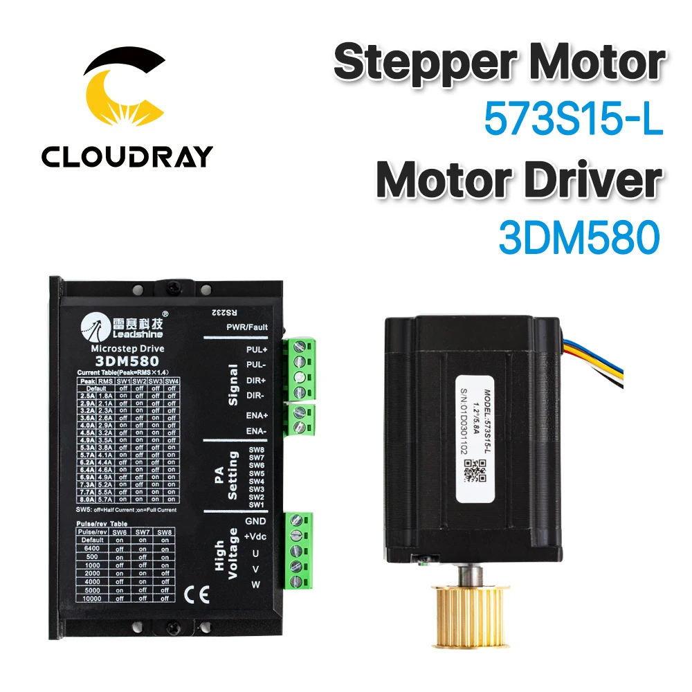 3 фазный шаговый двигатель Cloudray Leadshine 573S09 L 18/573S15 18 + Драйвер 3DM580 для лазерной