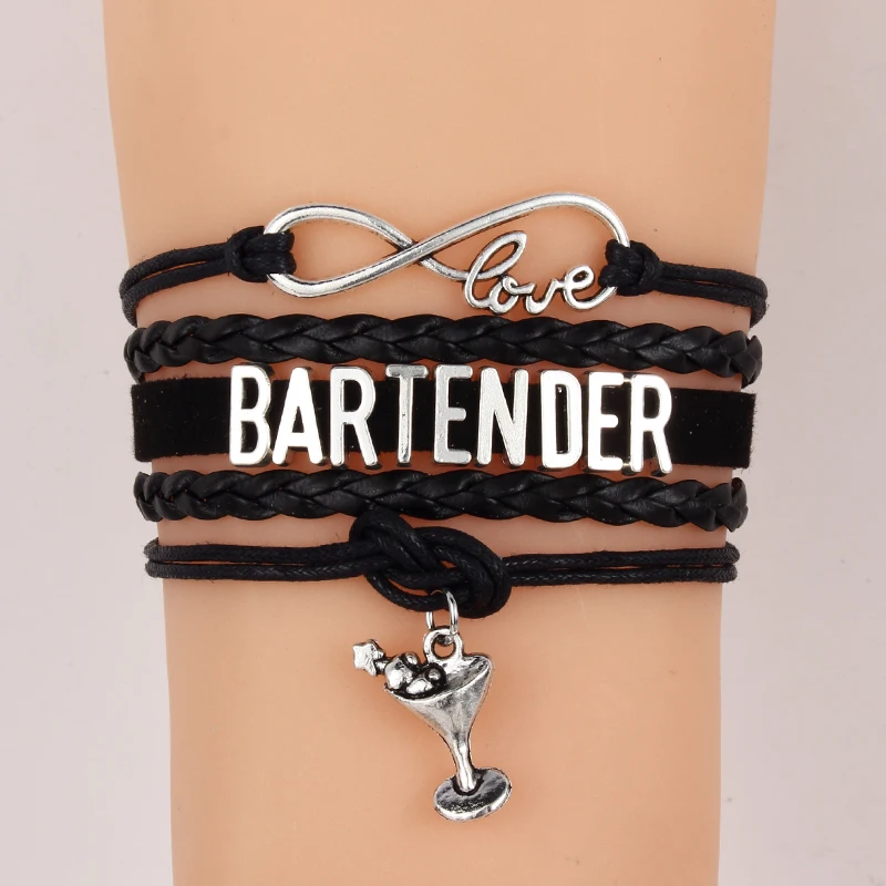 (10 шт./лот) Бесконечность любовь браслет бармен бокал вина очарование плетеный