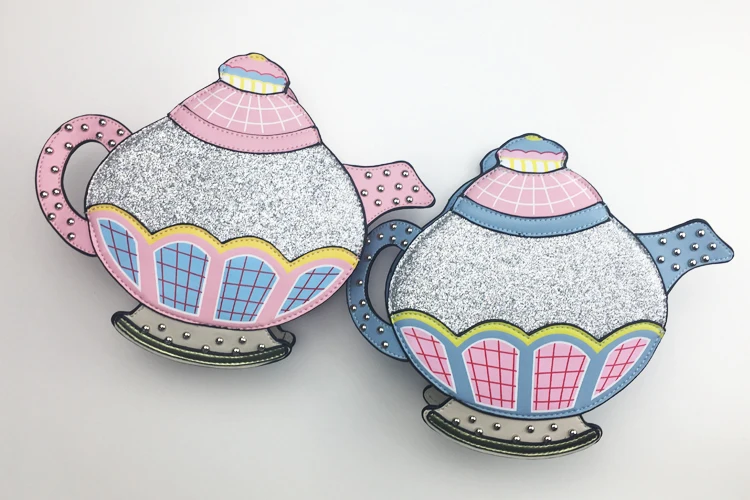 Весело моды чайник Форма Заклепки шить женские искусственная кожа Сеть Кошелек