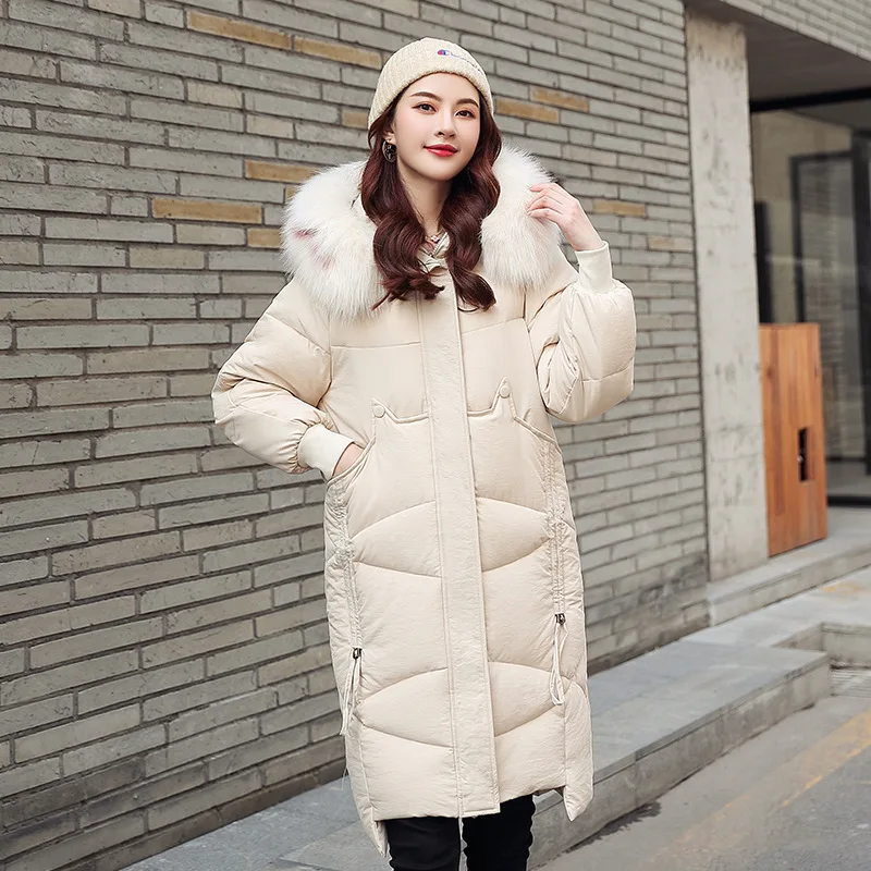 see chart Thick Jacket Big fur collar Women's New Korean Version Big Fur Collar Medium-long Knee Size Thickened Jacket 1961 - Цвет: see chart