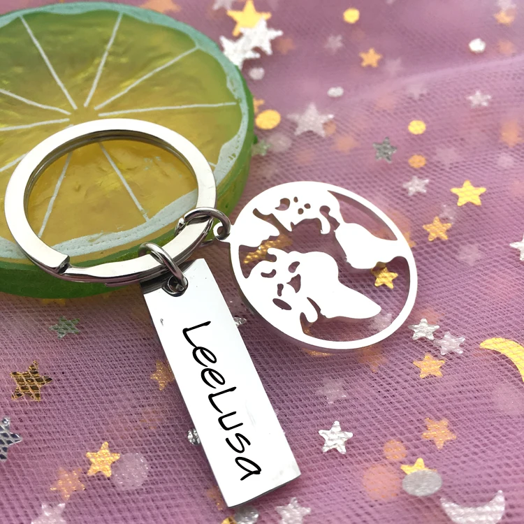 Custom name выдалбливают карта мира брелок вы мой мир для ключей ювелирные украшения