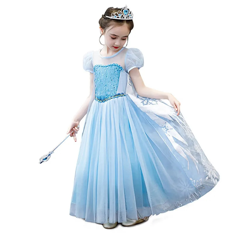 Платье Эльзы для девочек зеленый костюм Анны коронации день рождения Необычные