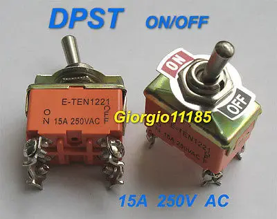 

10pcs DPST ON/OFF Industrial Toggle Switches 1221 Double pole single throw