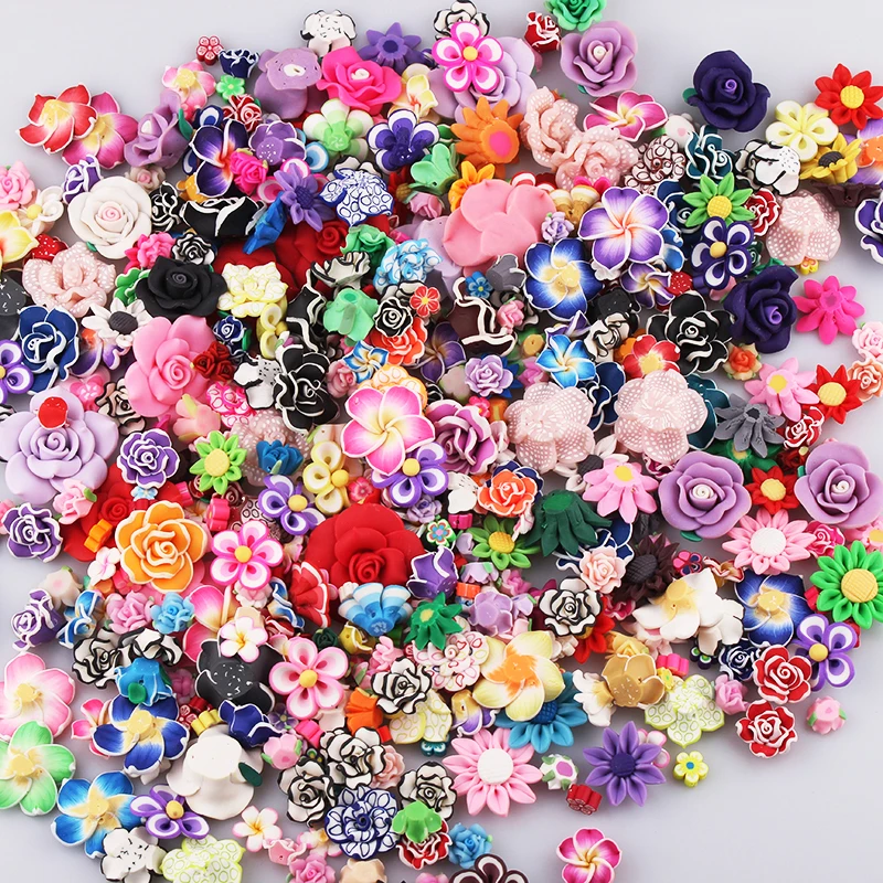 30 шт. микс 10 35 мм цветная Полимерная глина Fimo Цветочные бусины для