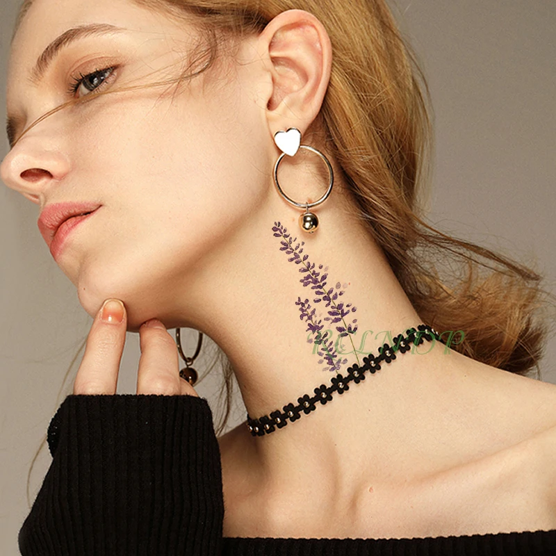 Водостойкая Временная тату-наклейка лаванда трава искусственная тату флэш-тату