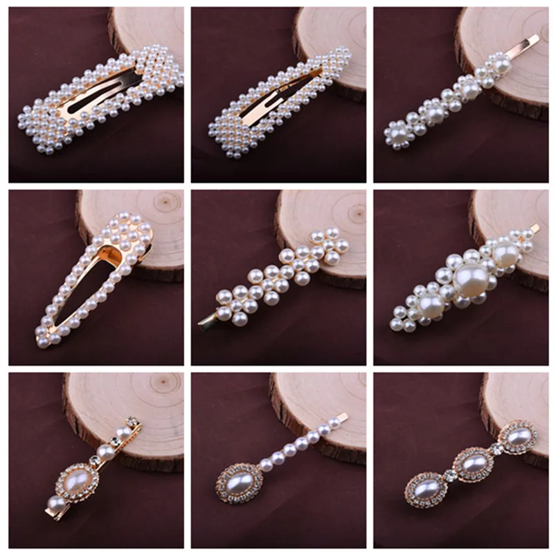Женская заколка для волос с жемчугом элегантная геометрической формы свадебный