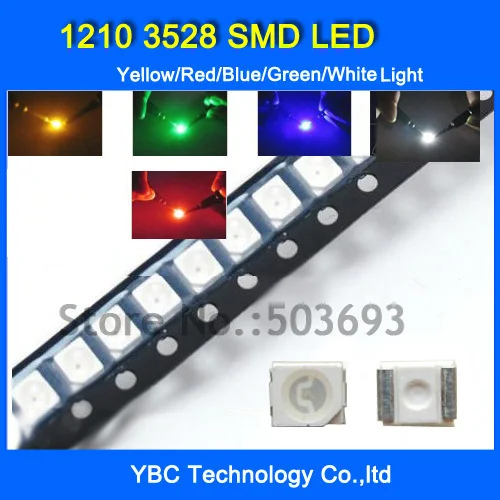 

1210 3528 SMD LED 5colorx200шт = 1000 шт белый/синий/красный/желтый/зеленый свет набор диодов