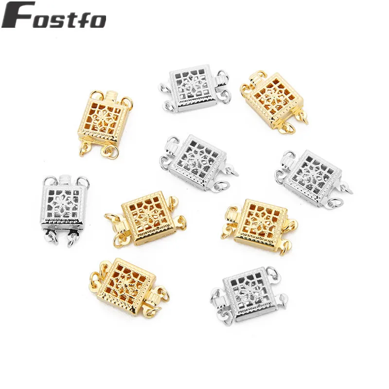 10 шт./лот Золотой/Серебряный квадрат застежки жемчуг брелоки для браслетов и