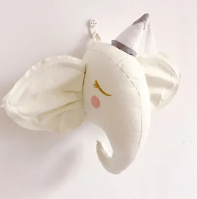 White elephant Настенный декор для детской комнаты в скандинавском стиле с изображением головы животного, набивного слона, единорога, оленя, настенное крепление для детской комнаты, Подвесные Подарки для детского душа - Цвет: White elephant