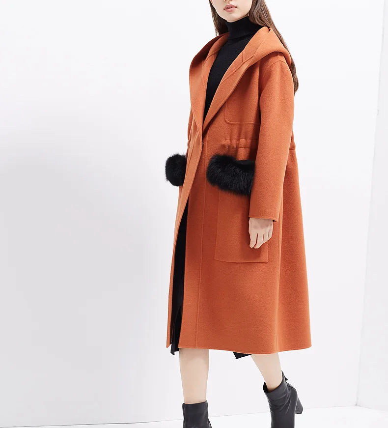 Top Tiger New Arrival Coat female spring Winter Wool 100% Women 2017 Large Real Picture Fur Packet Long Cashmere Outerwear | Женская