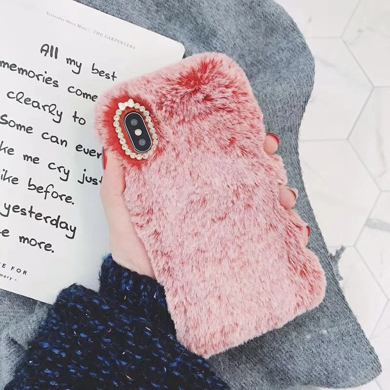 Luxury Fur Phone Case For iPhone X 8 8plus 7 7plus 6 6s Winter Warm Furry Cover | Мобильные телефоны и аксессуары