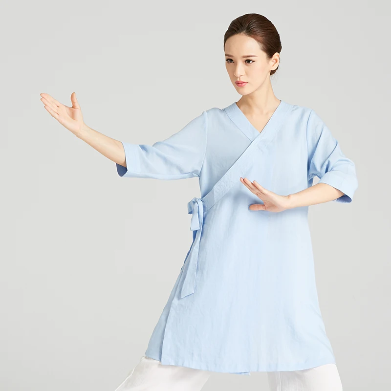 Халат женский в китайском стиле с косым воротником и юбкой|tai chi|martial arts clothingtaoist robe