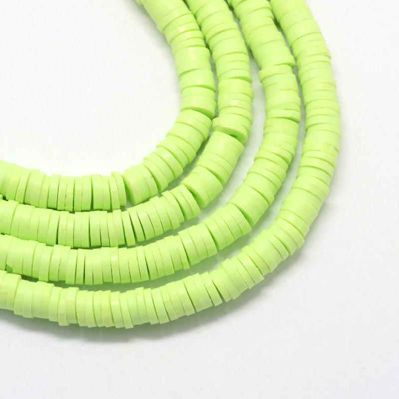 LightGreen 6x1 мм 380~ 400 шт/прядь плоский круглый ручной работы Полимерная глина россыпью Boho африканские бусины разделители для ювелирных изделий делая результаты DIY D35 - Цвет: LightGreen