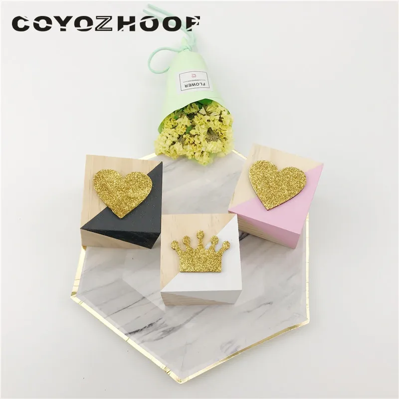 3 шт. деревянный квадратный декор в виде сердца фигурки для детской комнаты и