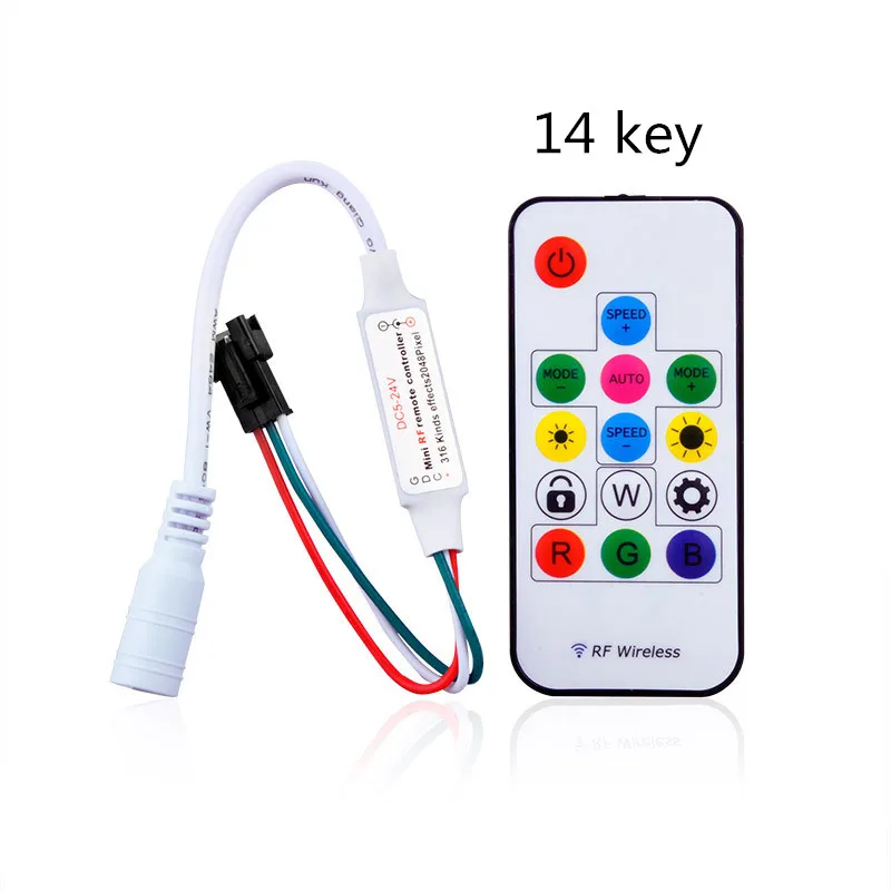 Светодиодный мини полноцветный светодиодный свет бар RF контроллер 14key/14key "сделай сам"/21key универсального осветительного штатива контроллер WS2812 WS2811 светодиодные полосы света 5 V-24 V