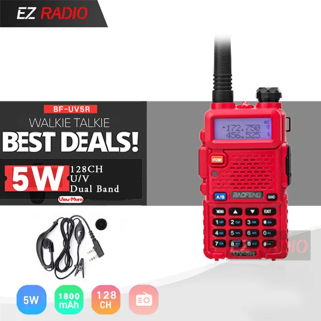 Red-Headset Baofeng UV-5R рация двойной дисплей двухдиапазонный Baofeng UV5R портативный 5 Вт UHF VHF двухстороннее радио Pofung UV 5R - Цвет: Red-Headset