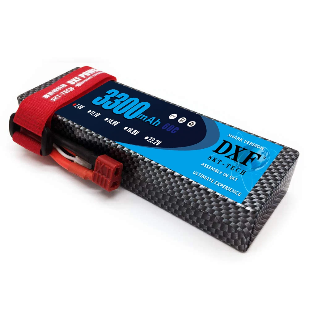 

Литиевая батарея DXF 3300 мАч Lipo 60C 2S 7,4 В, литиевый аккумулятор высокой мощности, корпус из ПВХ, качественный литий-полимерный аккумулятор Tplug дл...