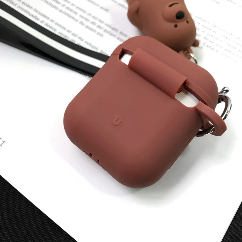 Силиконовый чехол для наушников Apple Airpods 1 2 с мультяшным медведем и уткой защитный