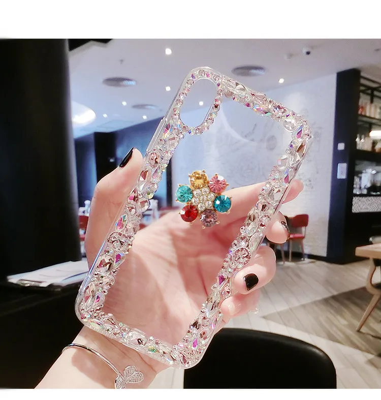 

Luxury Capa Bling Diamond Flower Rhinestone Clear Soft Case Cover For Huawei P10 P20 P30 P40 P50 Pro Lite Mate20 30 40 Pro Lite