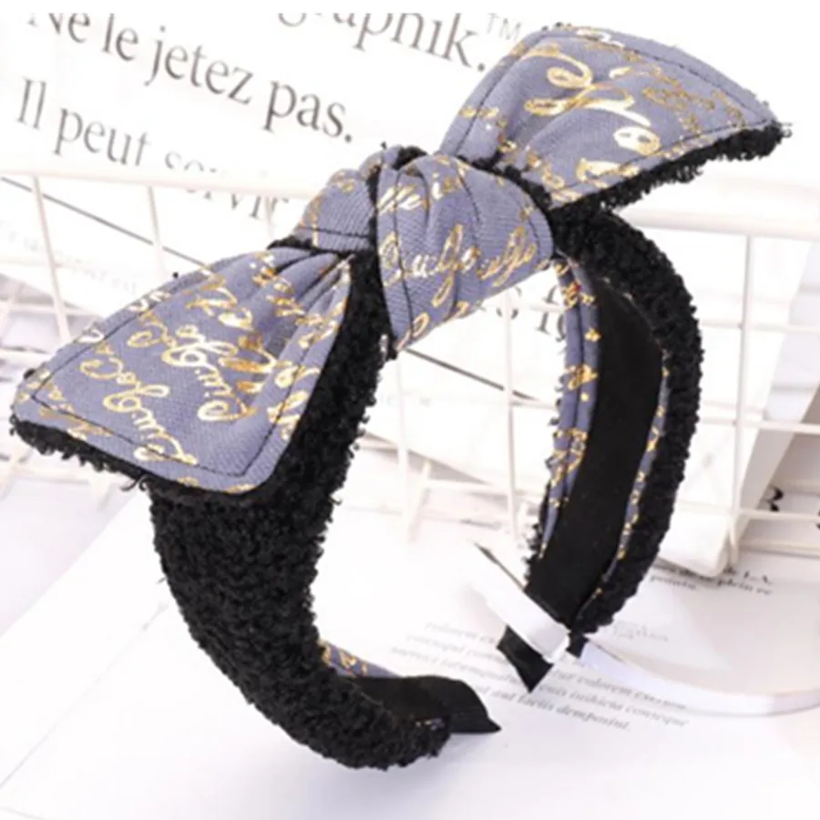 

Gray Bow Headband Women Fabric Big Wool Bow Headband Adult Scarf Headband Hair Accessories Girls Lovely Bowknot Hair Headband