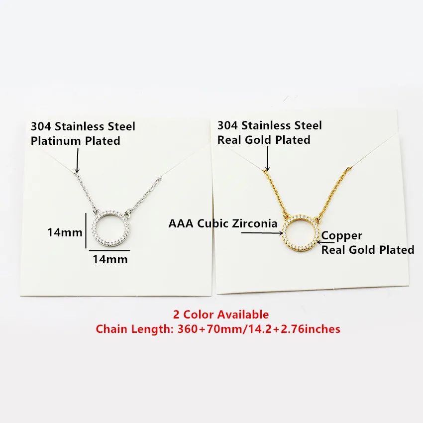 Crystal Eternity Karma Circle Pendant Necklace Micro Pave Cubic Zirconia Simple Round Shaped Chain Women Choker Jewelry|circle pendant necklace|chain