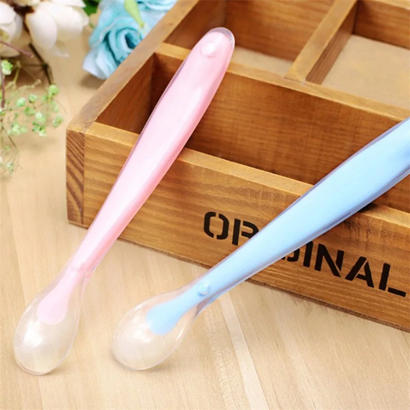 Силиконовые детские столовые приборы с милой улыбкой детская ложка ручка для