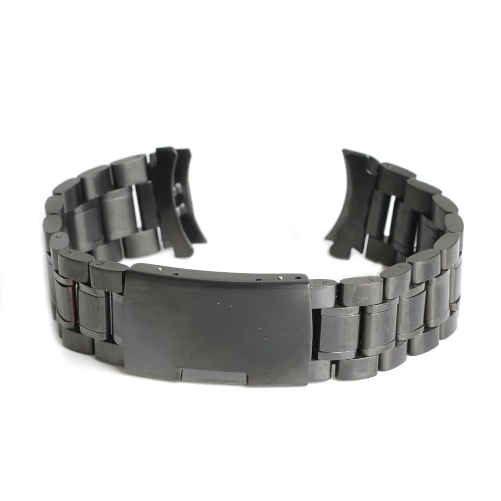 Мужские и женские 22 мм черные часы из нержавеющей стали ремешок браслет Высокое