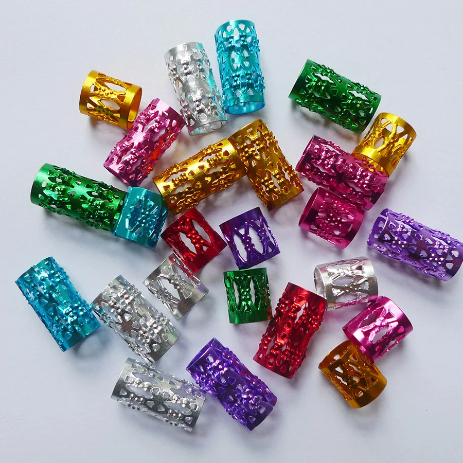 30 шт./лот 7 цветов бусины дредлока смешанные посеребренные позолоченные коса для