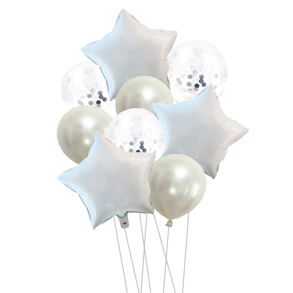 White Star Confetti 9 шт., 12 дюймов и 18 дюймов, креативный, много воздушных шаров, гелиевый воздушный шар "Конфетти", украшение для свадьбы, праздника, дня рождения, вечеринок - Цвет: White Star Confetti