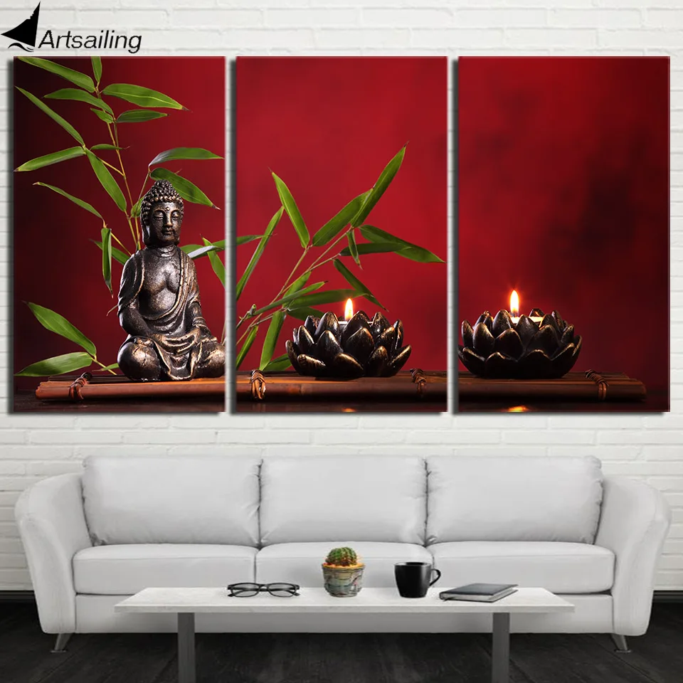 

Модульная Картина на холсте, с изображением дзен, Будды, в рамке, 3 шт., CU-3129D