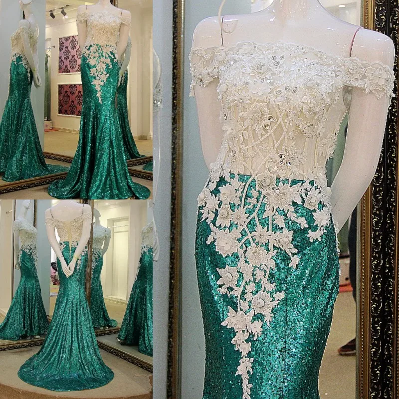 LS41199 Длинные Русалки Пром платья с плеча зашнуровать назад Sequins Кружева Топ