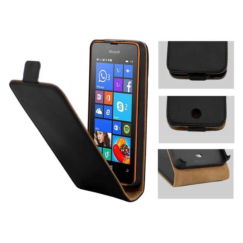 Вертикальный флип-чехол из искусственной кожи чехлы Обложка для Microsoft Nokia Lumia 430