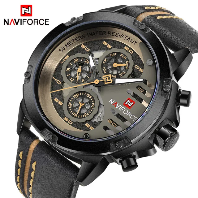 NAVIFORCE мужские s часы лучший бренд класса люкс водонепроницаемые кварцевые часы с датой мужские кожаные спортивные наручные часы мужские водонепроницаемые часы Прямая поставка