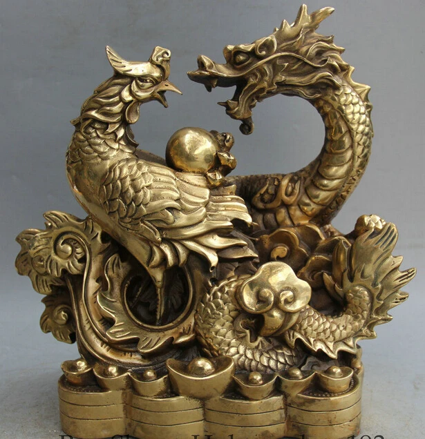 Zhaorui488406 ++ 11 &quotКитайская народная фэншуй латунная статуя Феникса из
