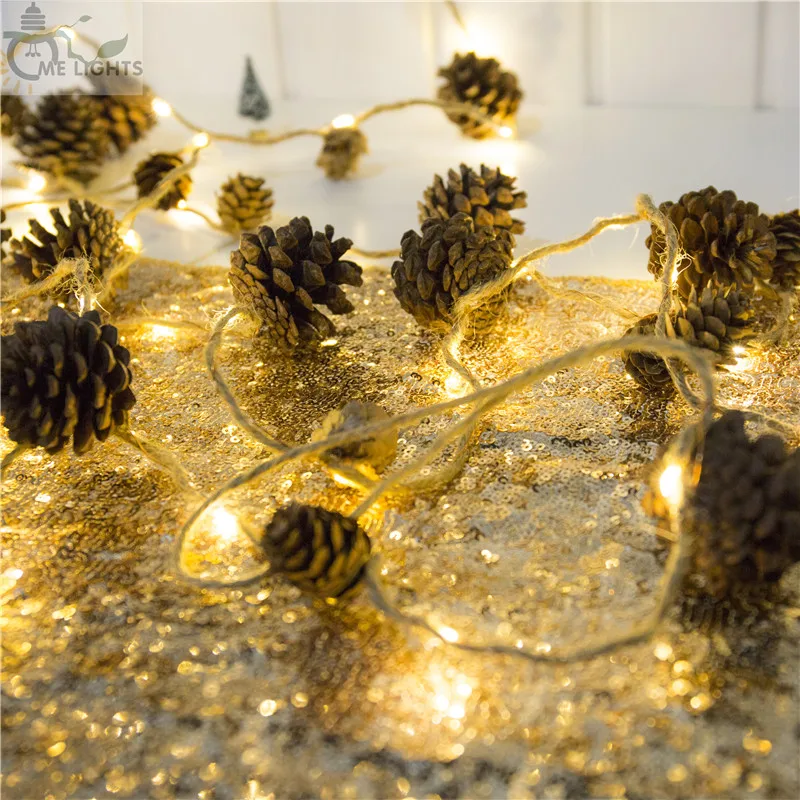 5 м медные Огни с шпагатом конус Pinecone сказочные светодиодные гирлянды AA батарея