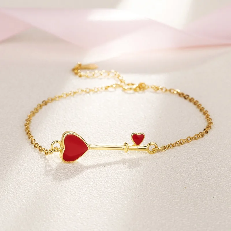 Сердце ключ браслет 100% 925 пробы Серебряные ювелирные изделия Модные