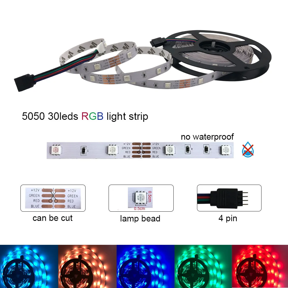 Wifi контроллер RGB Светодиодная лента светильник SMD 2835 60 Светодиодный s 50505 м Водонепроницаемая RGB лента DC 12 В Светодиодная лента s светильник Гибкая полоса лампа