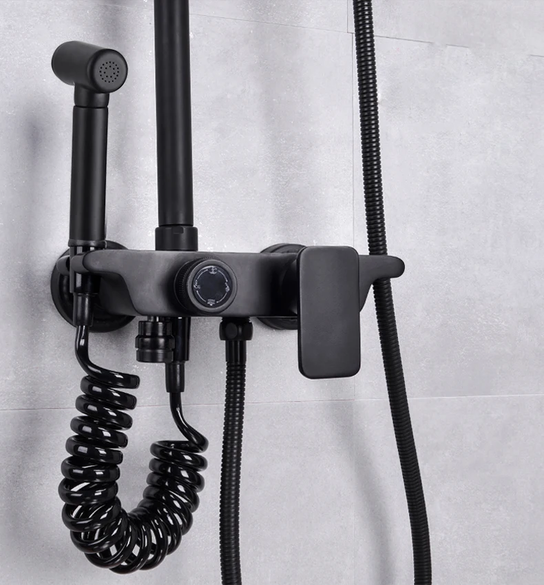Черный душевой набор sendukt круглый душ для ванной комнаты из качественной латуни