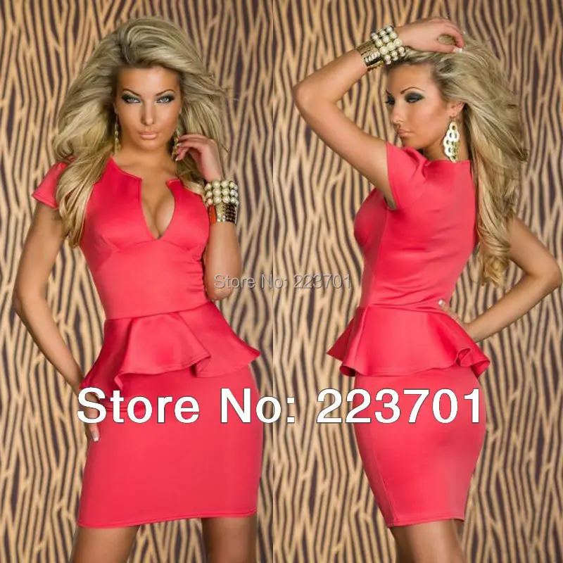 6 Colors M L XL Lowest Price Pencil Formal Office Lady Work Dresses U neck OL Peplum Dress LC2774 | Женская одежда