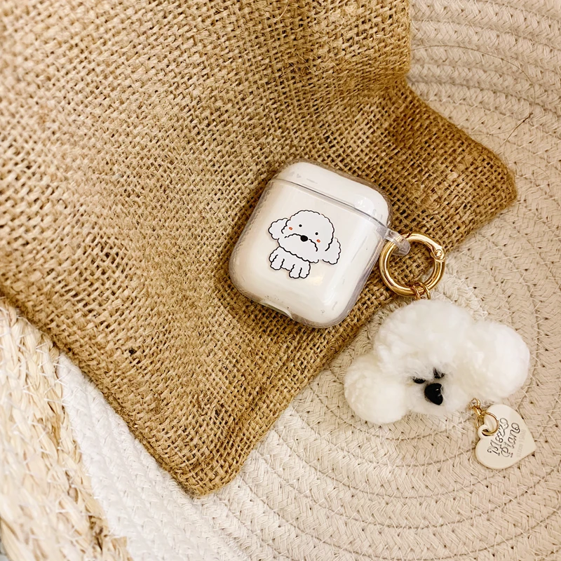 Мультяшные чехлы с плюшевой собакой для Airpods Bluetooth наушники чехол для Air Pods 2 1 Acessorios наушники коробка милая игрушка на кольцо для ключей Ремешок