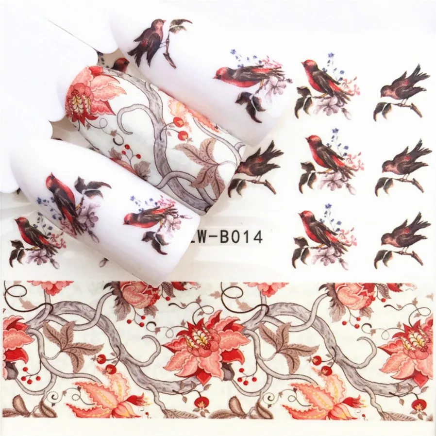 

Слайдеры для дизайна ногтей LOLEDE, 1 лист, наклейки на ногти цветок, наклейки, украшения для татуировок, маникюра, 1002