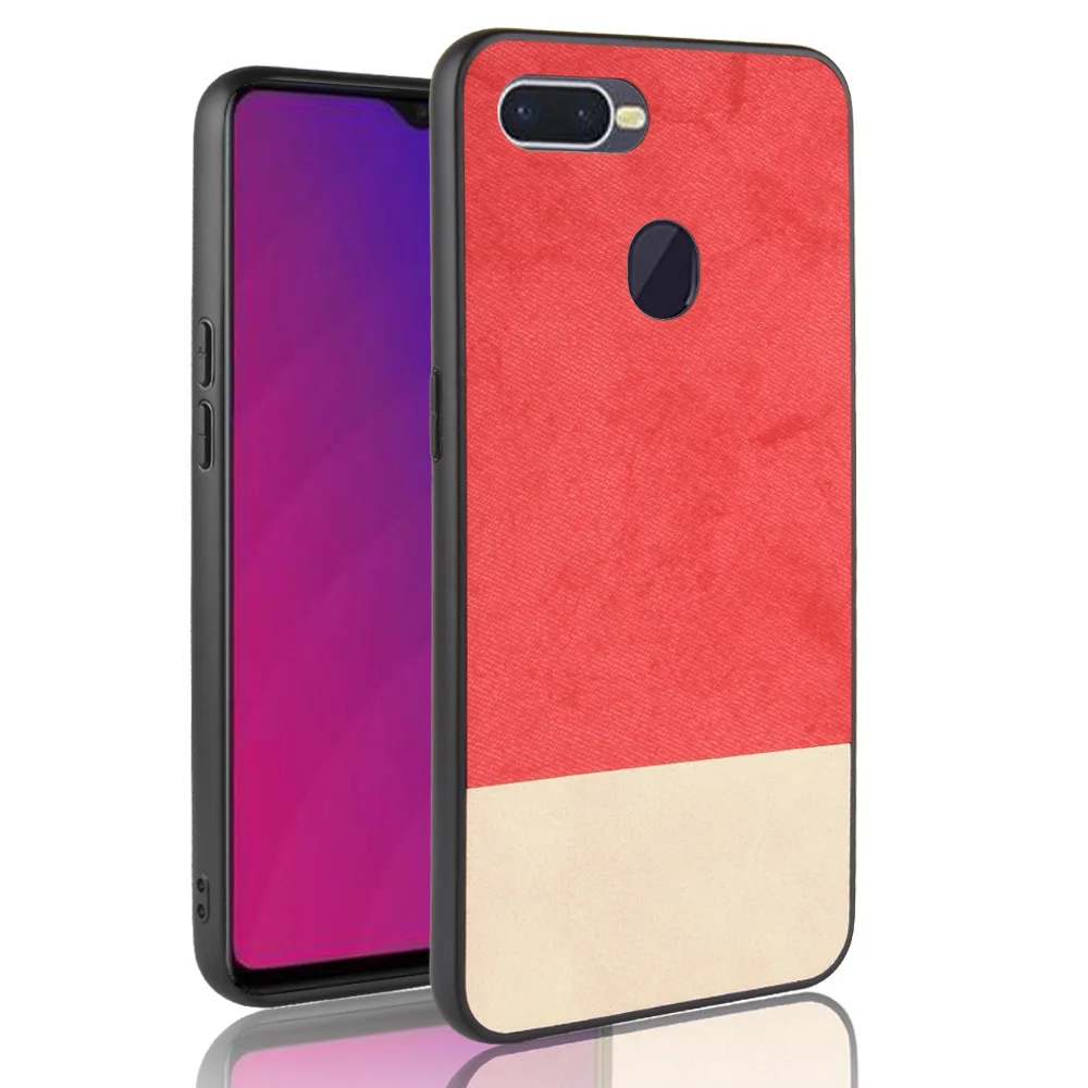 Для OPPO F9 чехол мягкий 3 в 1 ТПУ + ПУ ПК комбинированный контрастный Джинсовый из