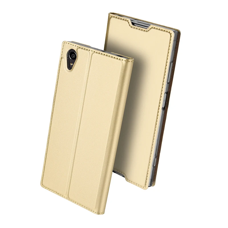 Роскошный флип-чехол-бумажник из искусственной кожи для sony Xperia XA1 Plus XZ1 Premium XZ X Compact XP L1 Z6 E6 Z5 Mini держатель для карт с подставкой - Цвет: Gold
