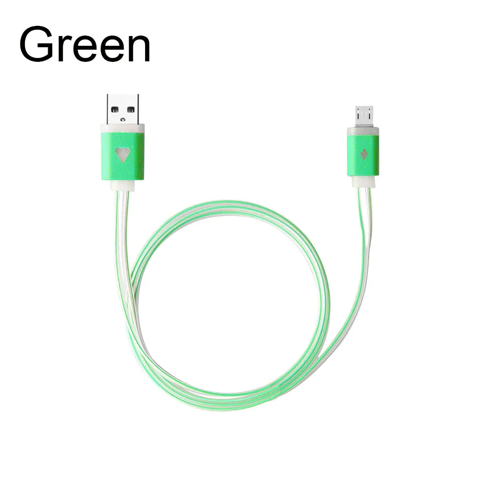 Green 1 шт. модный цветной Micro USB светодиодный кабель-светильник для зарядки и синхронизации данных для смартфонов Android - Испускаемый цвет: Green