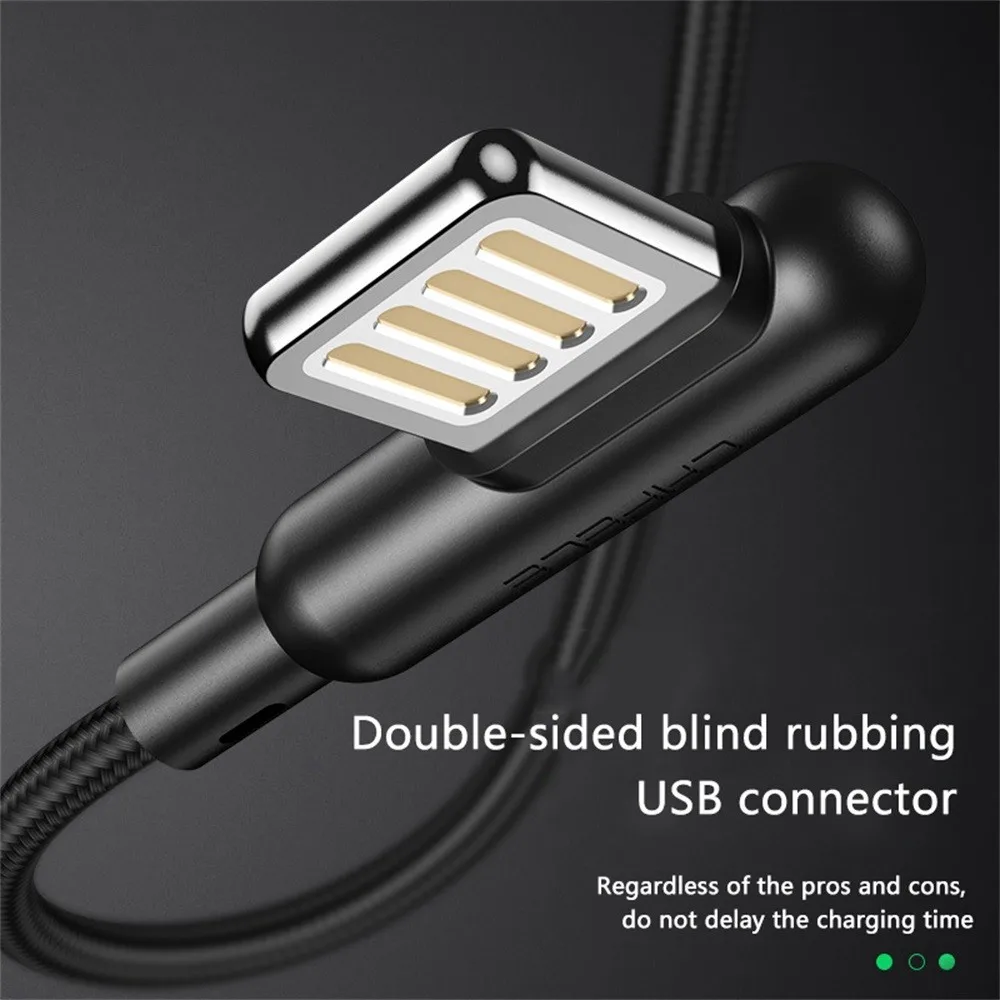 Для samsung прямоугольный micro USB кабель дата кабель 90 градусов Плетеный Тип C до 3A кабель для быстрой зарядки 4 фута с индикатором светильник