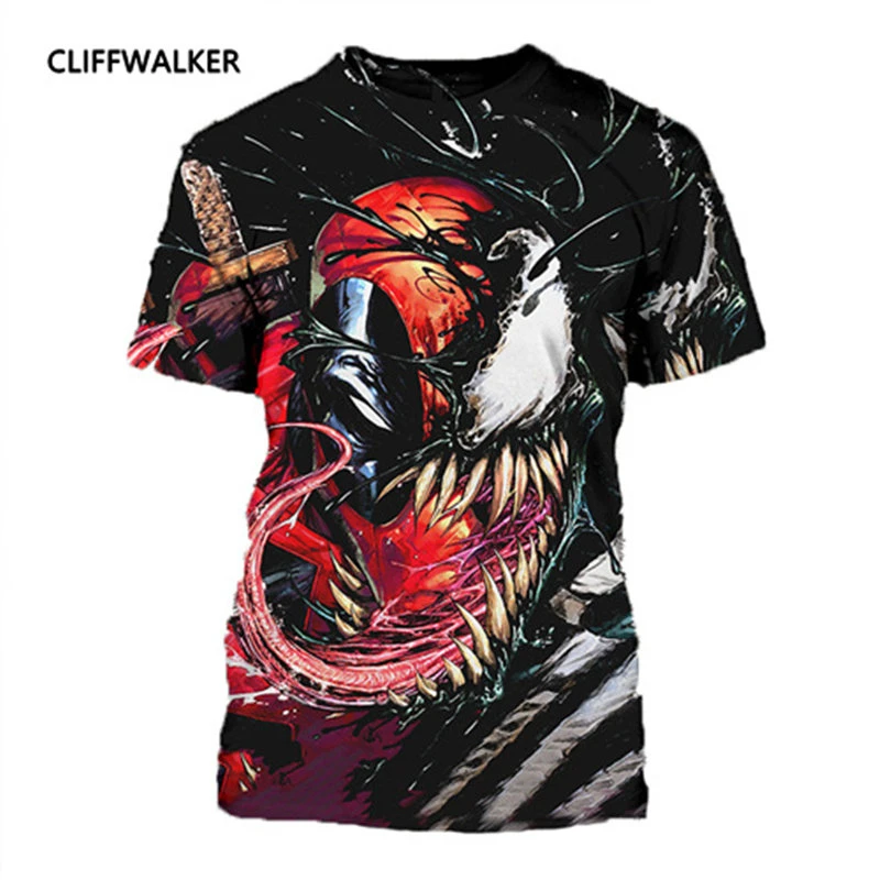 DropShipping Summer Autumn T-shirt Venom 3D Printing Short-sleeved Round Neck Pocket Pullover For Men's Women's Plus Size Tops |