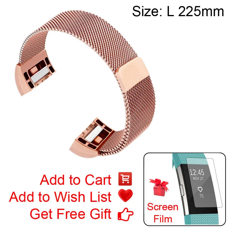 Rose Gold L Нержавеющая сталь группы для Fitbit Charge 2 диапазона Смарт часы браслет ремешок для Fitbit заряд 2 Браслет для Fitbit аксессуары - Цвет: Rose Gold L