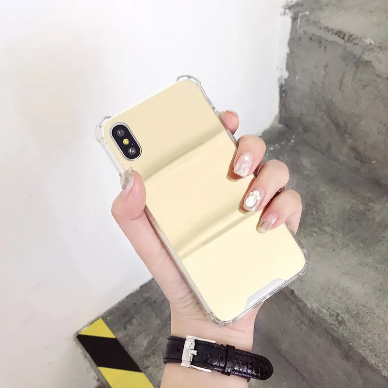 Роскошный зеркальный чехол для телефона с покрытием для iPhone X 7 8 6 6 S, силиконовый чехол для iPhone 6 6S 8 7 Plus X 10 XR XS Max, чехол Coque - Цвет: Gold